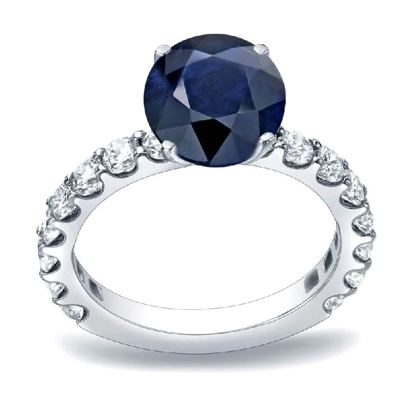 Toasted timber ring-Auriya Round 1 1/2ct Sapphire and 1cttw Diamond Engagement Ring 14K Gold (H-I, SI1-SI2)