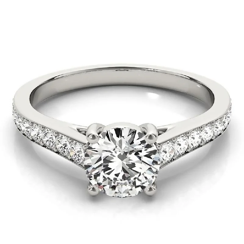 Iron cast ring-Auriya Round 2ct Moissanite and 1/3ctw Diamond Engagement Ring 14K Gold