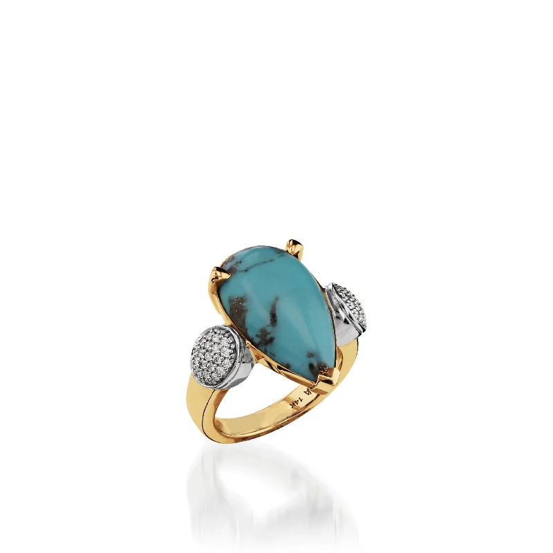 Daisy bloom ring-Bermuda Gemstone Ring with Pave Diamonds