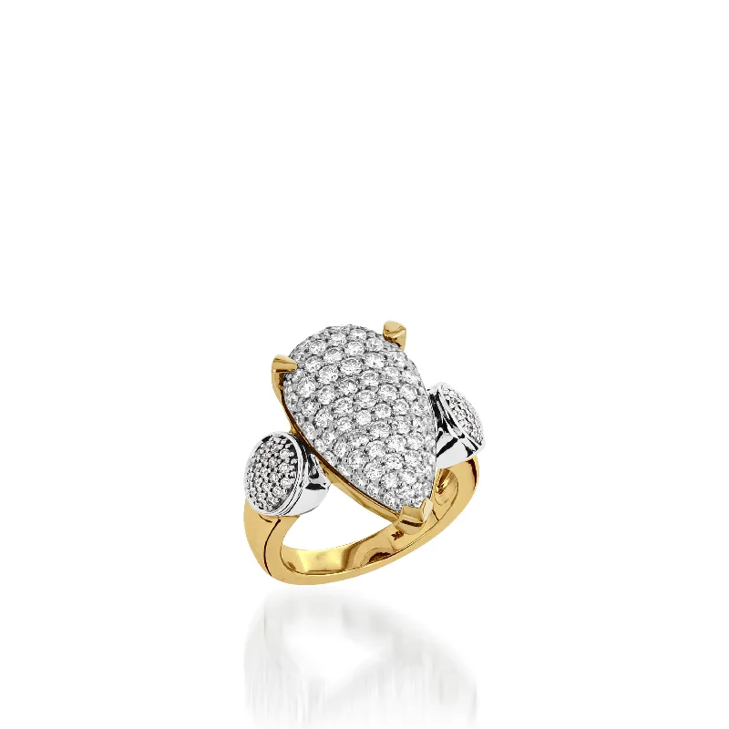 Gaelic swirl ring-Bermuda Diamond Pave Ring