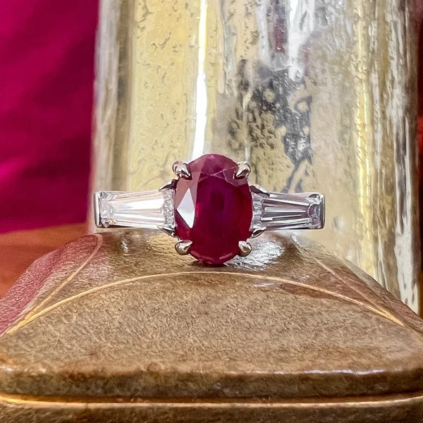 Smooth edge ring-Burmese Ruby & Diamond Ring