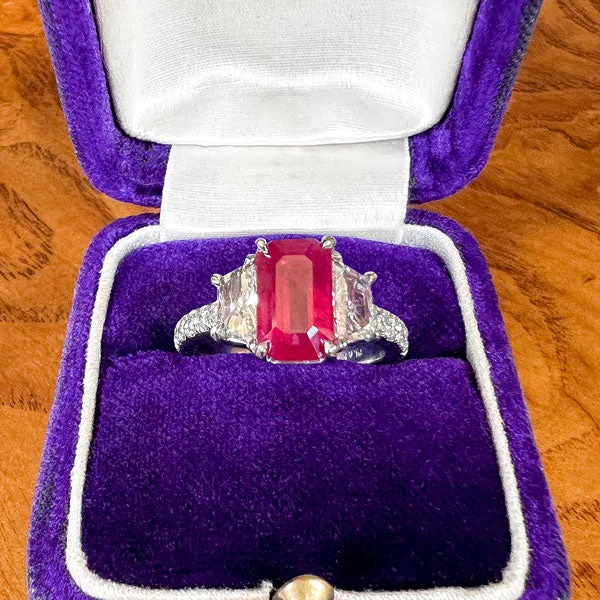 Muted tint ring-Burmese Ruby & Diamond Ring, 3.06ct