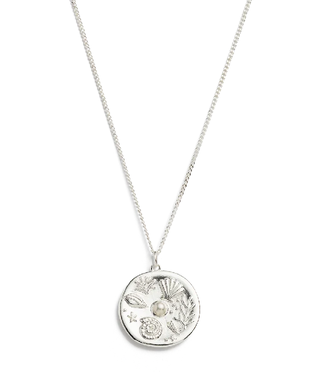 Leaf drop necklace-BY THE SEA COIN NECKLACE (STERLING SILVER)