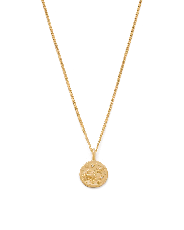 Fused stone necklace-CANCER PETITE ZODIAC NECKLACE (18K GOLD VERMEIL)