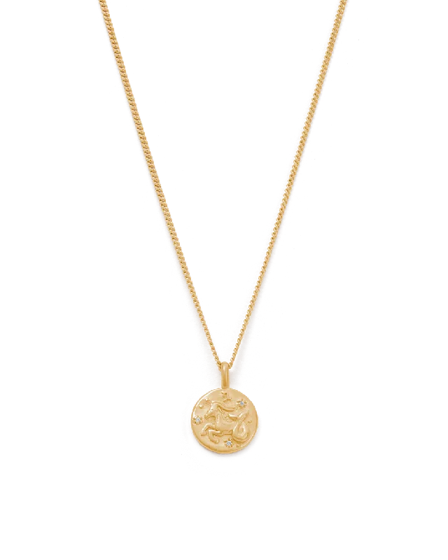 Pocked edge necklace-CAPRICORN PETITE ZODIAC NECKLACE (18K GOLD VERMEIL)