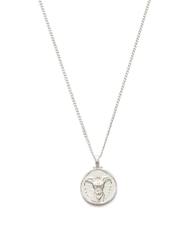 Textured ridge necklace-CAPRICORN ZODIAC NECKLACE (STERLING SILVER)