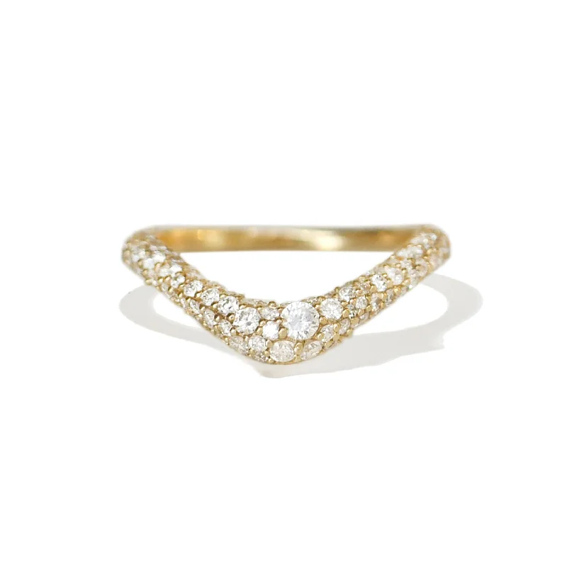 Pegged design ring-Cobblestone Diamond Mosaic Contour Band