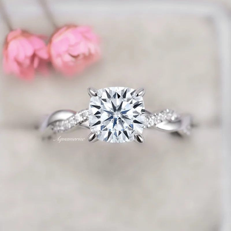 Muted tint ring-Sophia Moissanite Engagement Ring- 14K White Gold