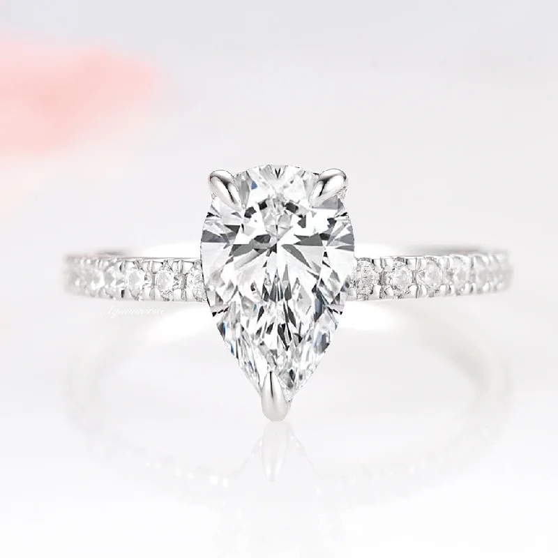 Forged alloy ring-Lumiere Moissanite or Diamond Engagement Ring- 14K White Gold