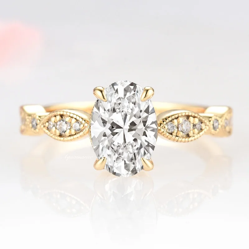 Gritty grain ring-Kylie Engagement Ring- 14K Solid Yellow Gold