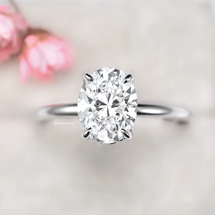 Grid mesh ring-Moissanite Engagement Ring- 14K White Gold (Hidden Accents)