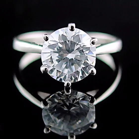 Rune glyph ring-Courtney: Large 2.9ct Russian Ice Diamond CZ Solitaire Engagement Ring