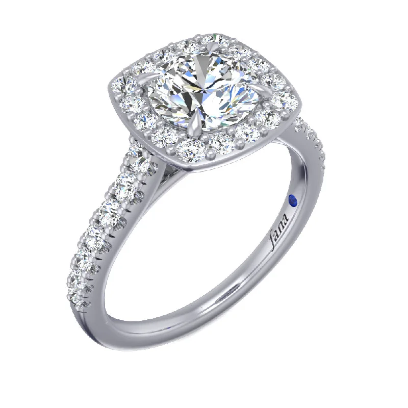 Tulip bud ring-Cushion Halo and Pave Engagement Ring