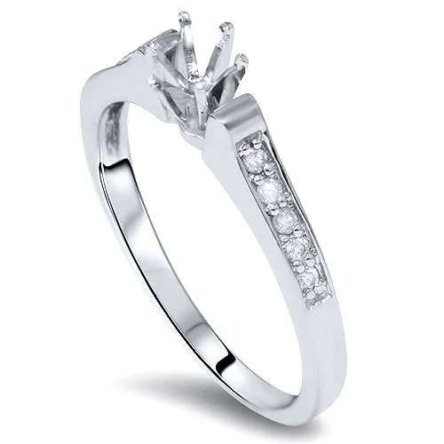 Subtle twist ring-Diamond Engagement Semi Mount Ring Setting White Gold