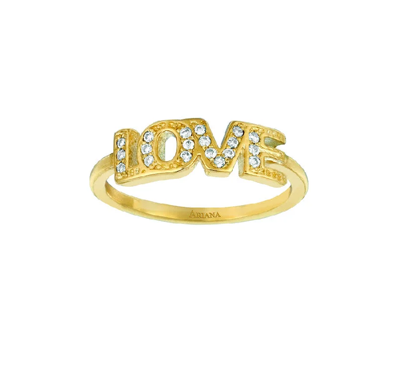 Pine sprig ring-Diamond LOVE Ring