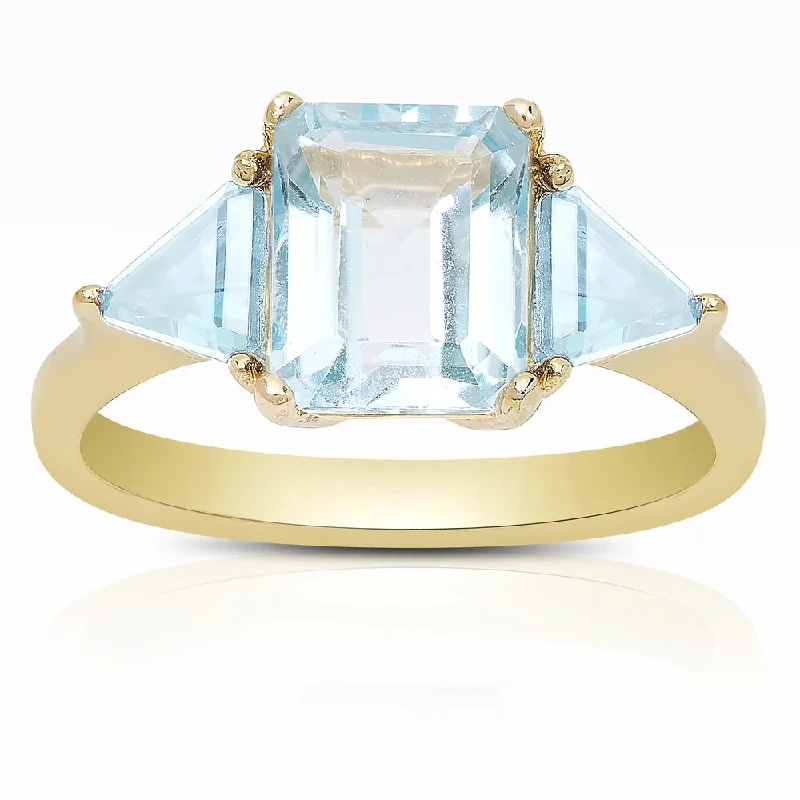 Check band ring-Dolce Giavonna Gold Over Sterling Silver Garnet or Blue Topaz Solitaire Ring