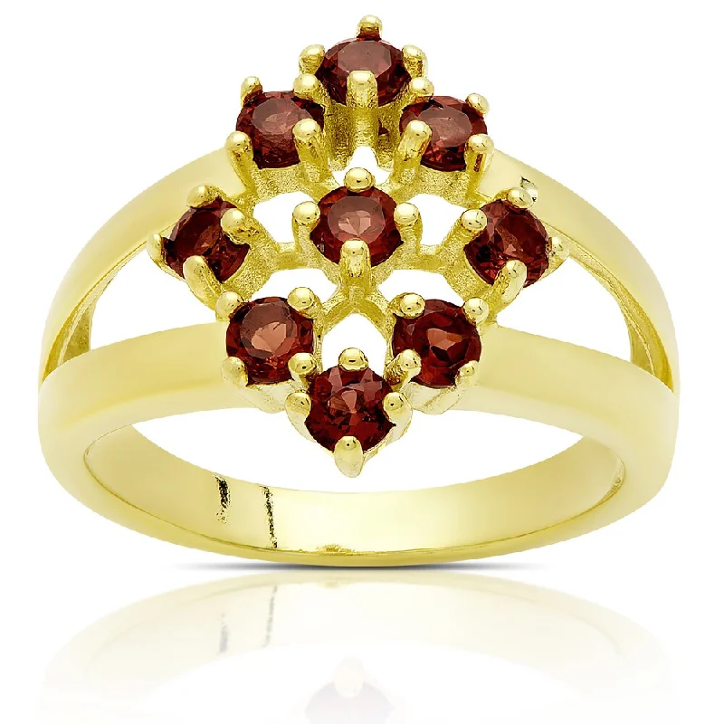 Zinc forged ring-Dolce Giavonna Gold Over Sterling Silver Garnet Ring