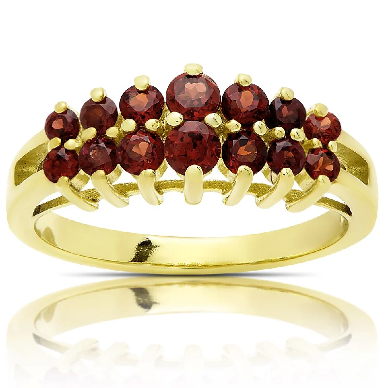 Linen weave ring-Dolce Giavonna Gold Over Sterling Silver Garnet Two Row Ring