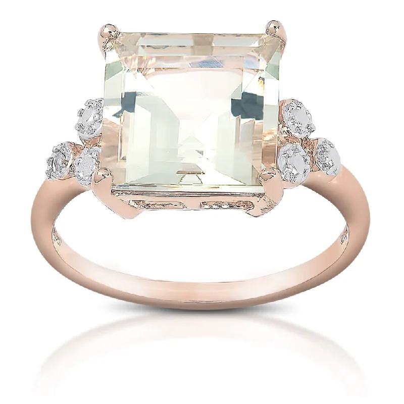 Hazy quartz ring-Dolce Giavonna Gold over Sterling Silver Gemstone Diamond Accent Cocktail Ring