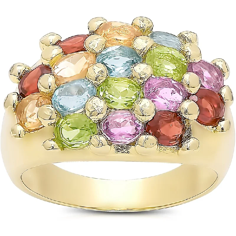 Carved ridge ring-Dolce Giavonna Gold Over Sterling Silver Multi Gemstone Ring