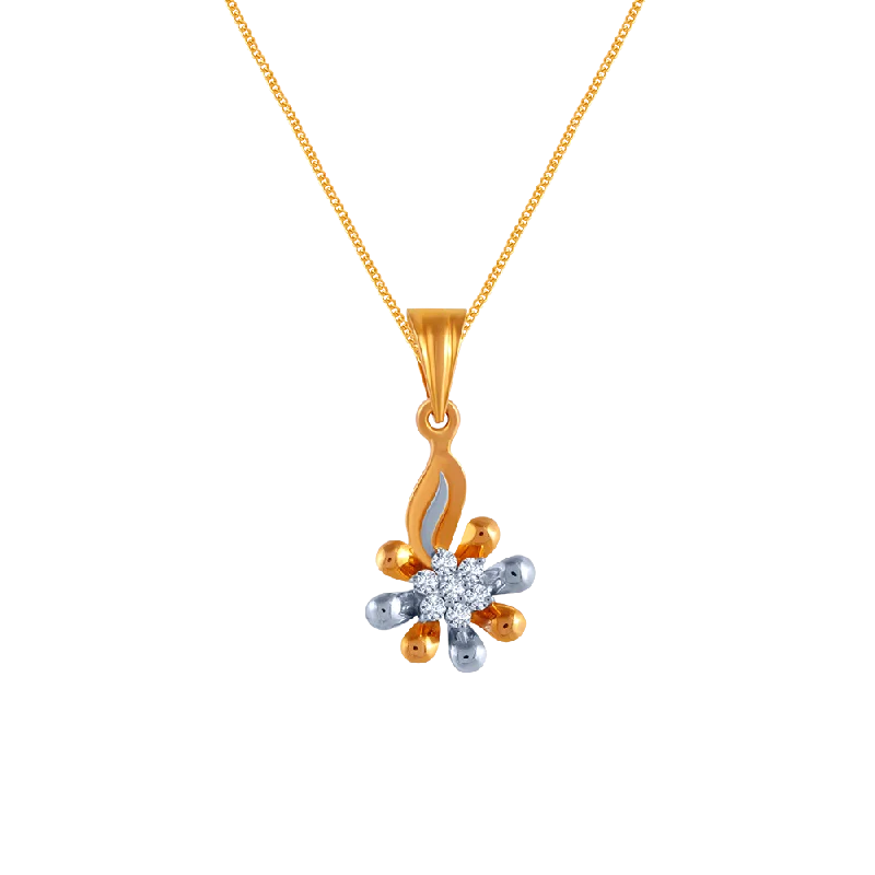 Outer gem necklace-Dual Colour Floral Pendant