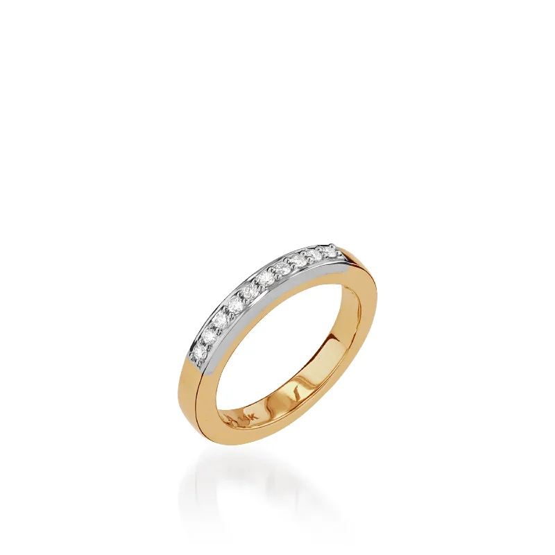 Creek pebble ring-Duplex Gold Pave Diamond Ring