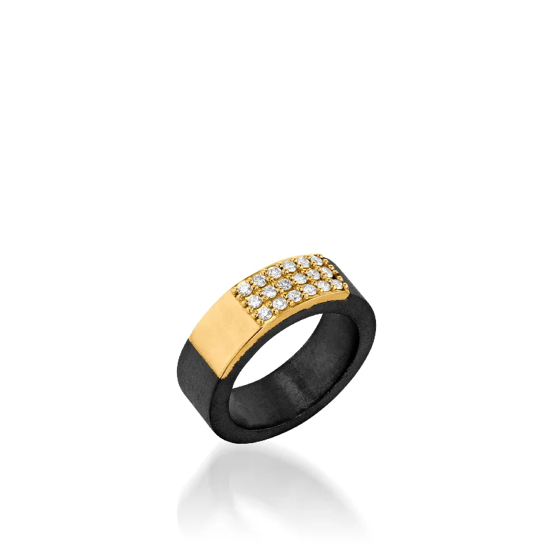 Pocked edge ring-Duplex Wide Pave Ring