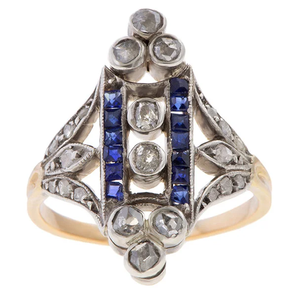 Prairie stalk ring-Edwardian Diamond & Sapphire Ring