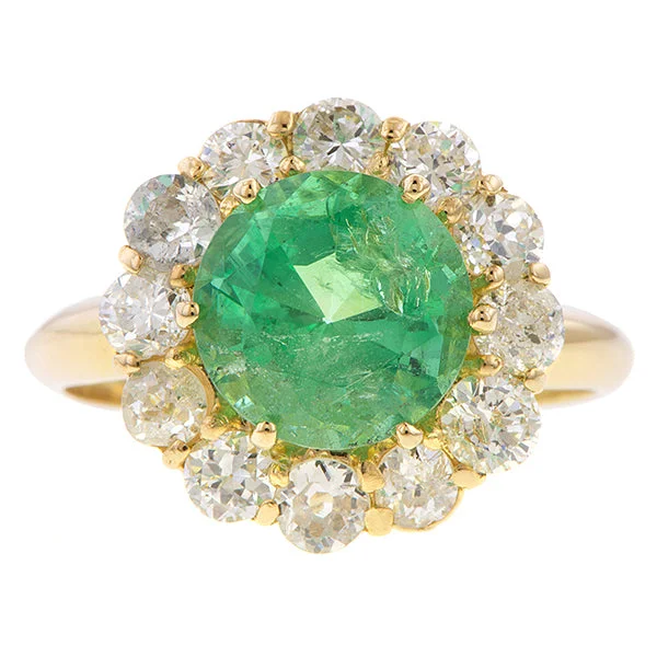 Folk weave ring-Round Emerald & Diamond Ring