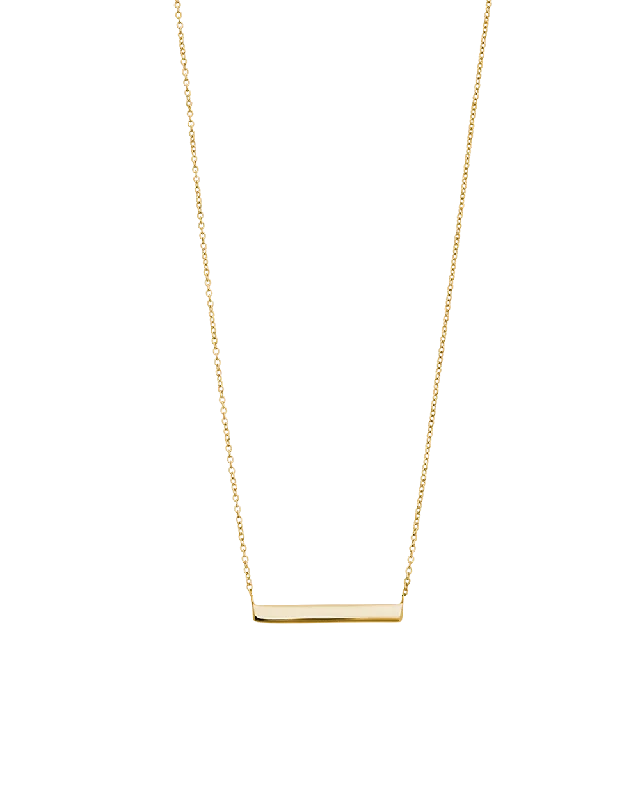 Pine sprig necklace-ENGRAVABLE BAR NECKLACE (18K GOLD VERMEIL)