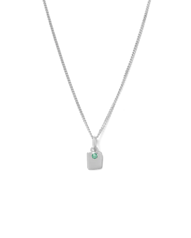 Pine sprig necklace-ENGRAVABLE BIRTHSTONE NECKLACE (STERLING SILVER)