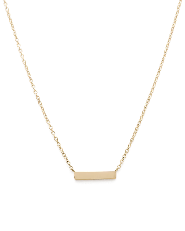 Edwardian bend necklace-ENGRAVABLE PETITE BAR NECKLACE (9K GOLD)