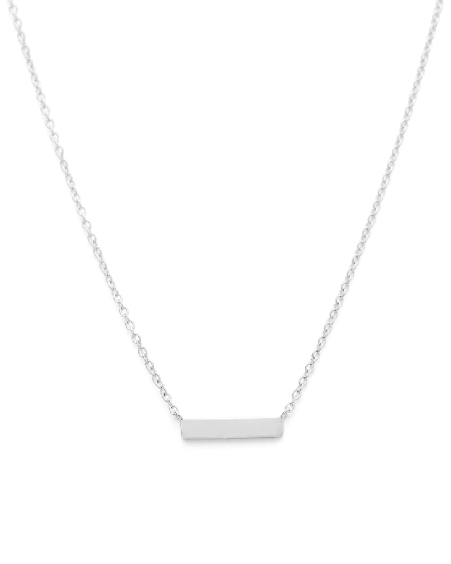 Tilted stone necklace-ENGRAVABLE PETITE BAR NECKLACE (STERLING SILVER)