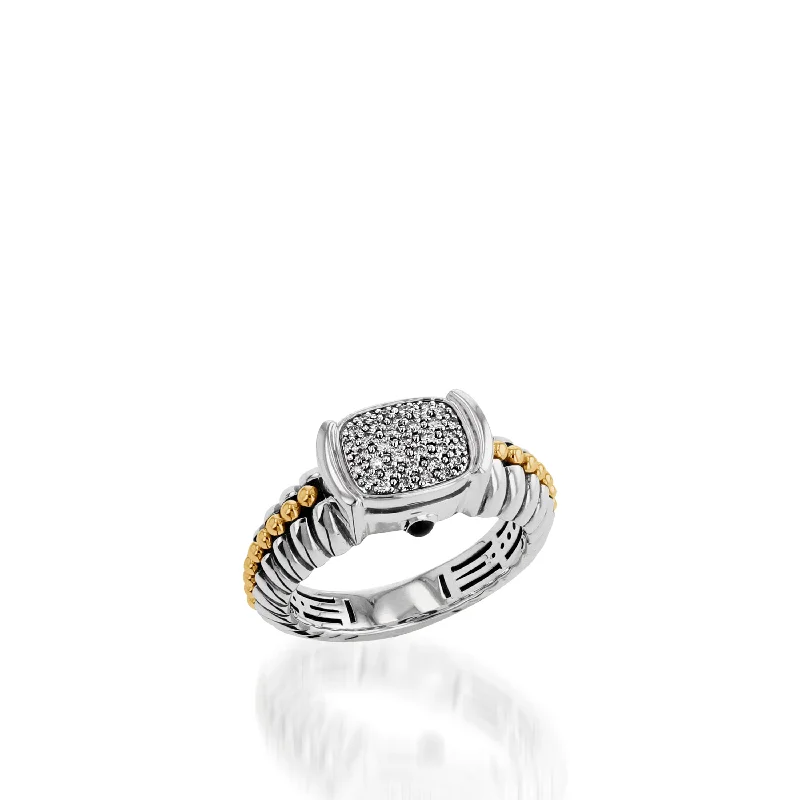 Vintage cut ring-Entwine Small Pave Ring