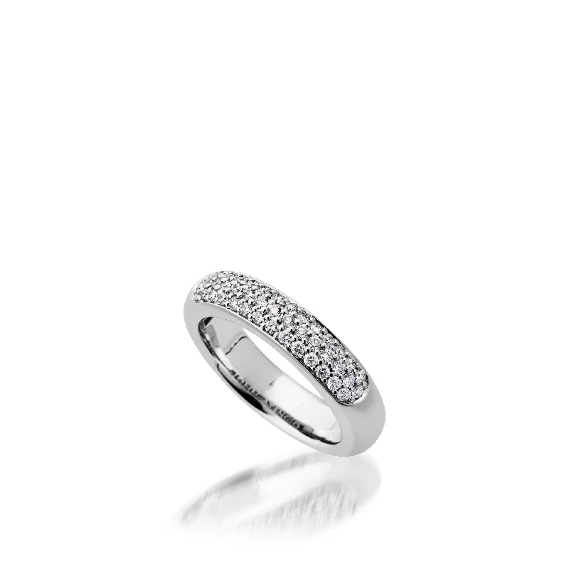 Bent twig ring-Essence Band Ring with Pave Diamonds