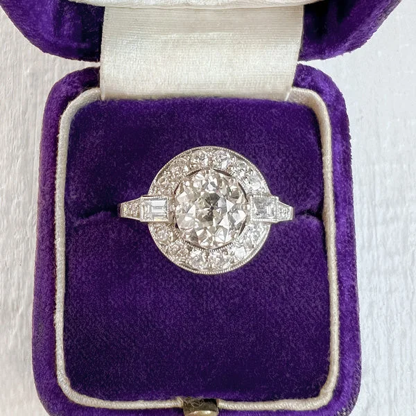 Lined gem ring-Estate Diamond Ring, Old Euro 1.25ct.