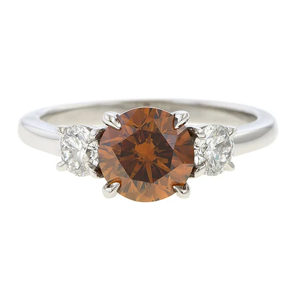 Worn patina ring-Fancy Color Diamond Three Stone Ring