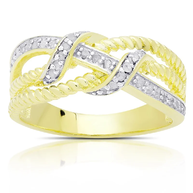 Sisal cord ring-Finesque Gold Over Sterling Silver 1/4ct TDW Diamond Twist Ring