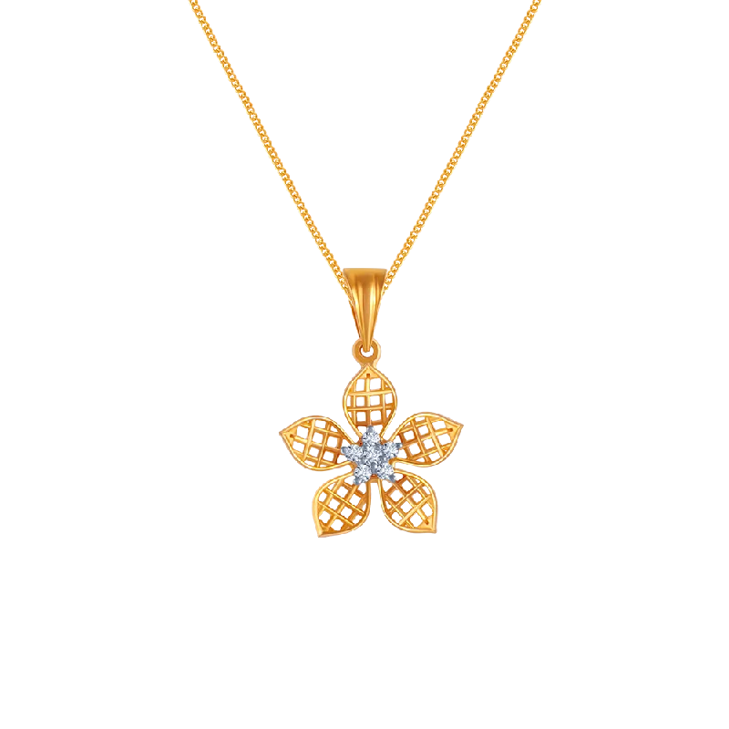 Subtle twist necklace-Flawless Floret Diamond Pendant