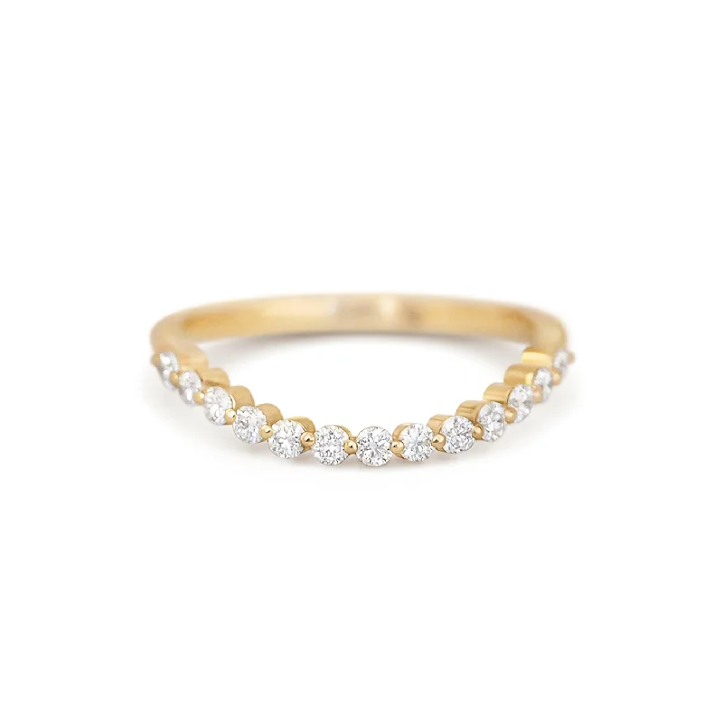 Lined gem ring-Floating Diamond Contour Band