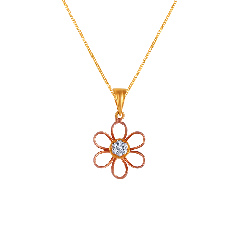 Orbit swirl pendant necklace-Floral Diamond Pendant