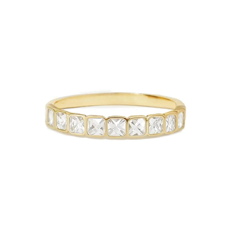 Root curl ring-French Cut Diamond Bezel Band