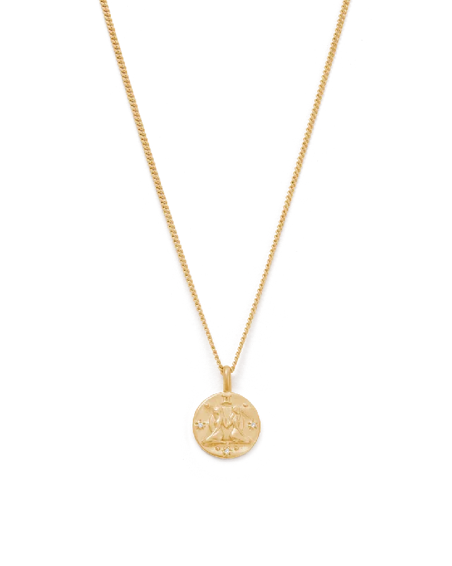 Steel chain necklace-GEMINI PETITE ZODIAC NECKLACE (18K GOLD VERMEIL)