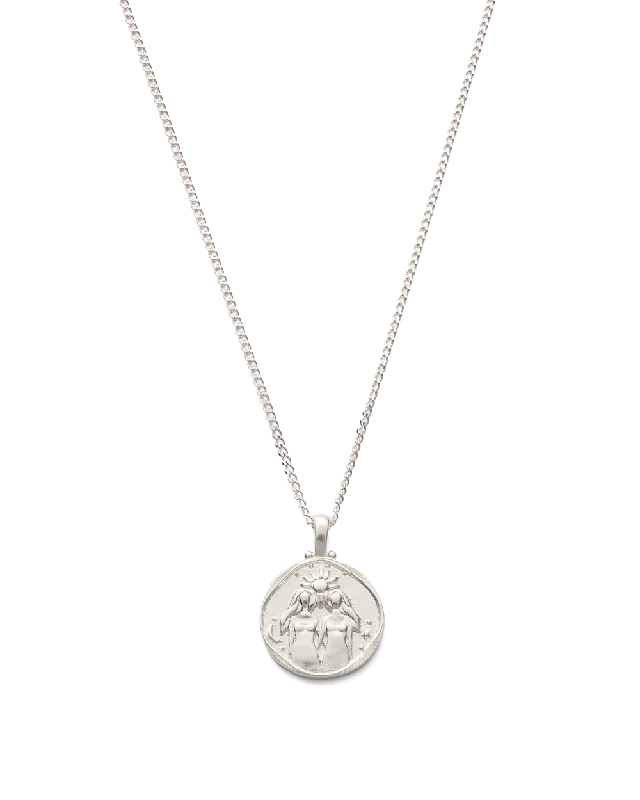 Frayed edge necklace-GEMINI ZODIAC NECKLACE (STERLING SILVER)