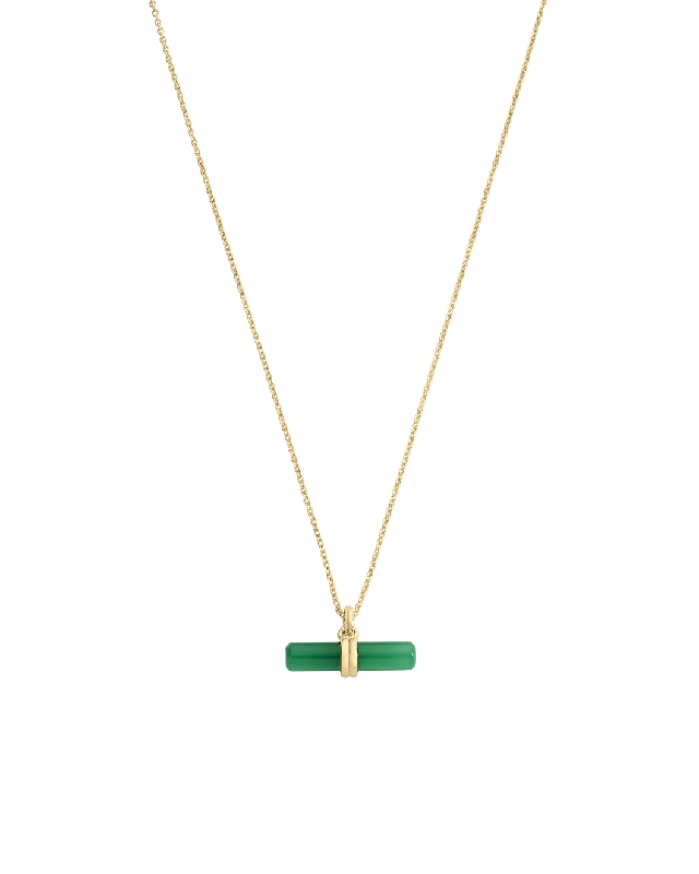 Folk weave necklace-GREEN ONYX T-BAR NECKLACE (18K GOLD VERMEIL)