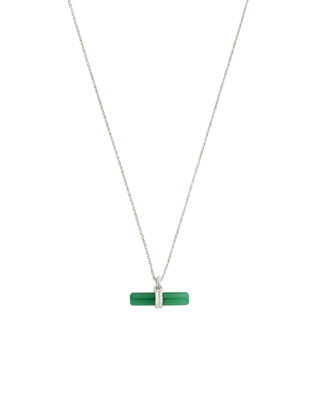 Striped band necklace-GREEN ONYX T-BAR NECKLACE (STERLING SILVER)