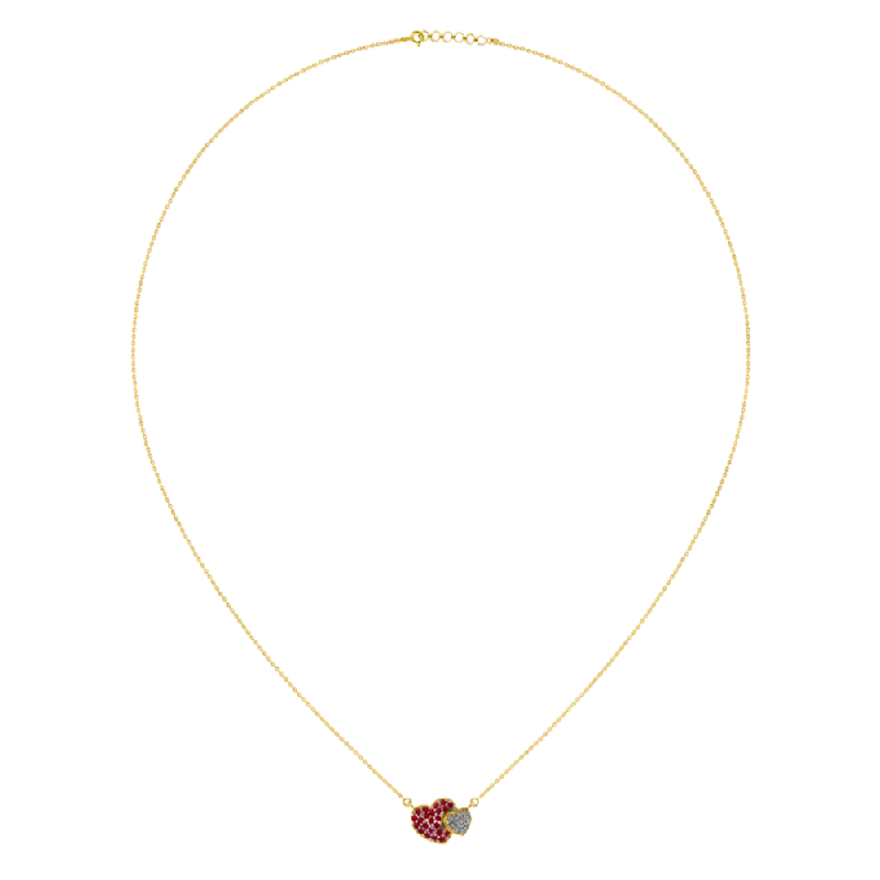 Flex clasp necklace-Heart Shaped 18k Diamond Pendant With Intricately Studded Diamonds And Ruby Detailing