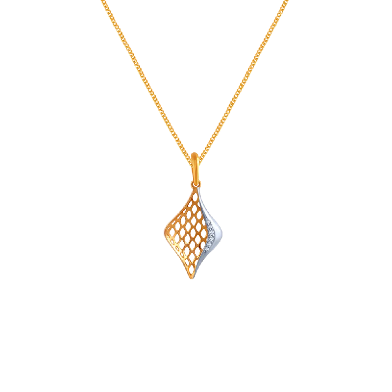 Coiled sprig necklace-Honeycomb Dual Colour Diamond Pendant