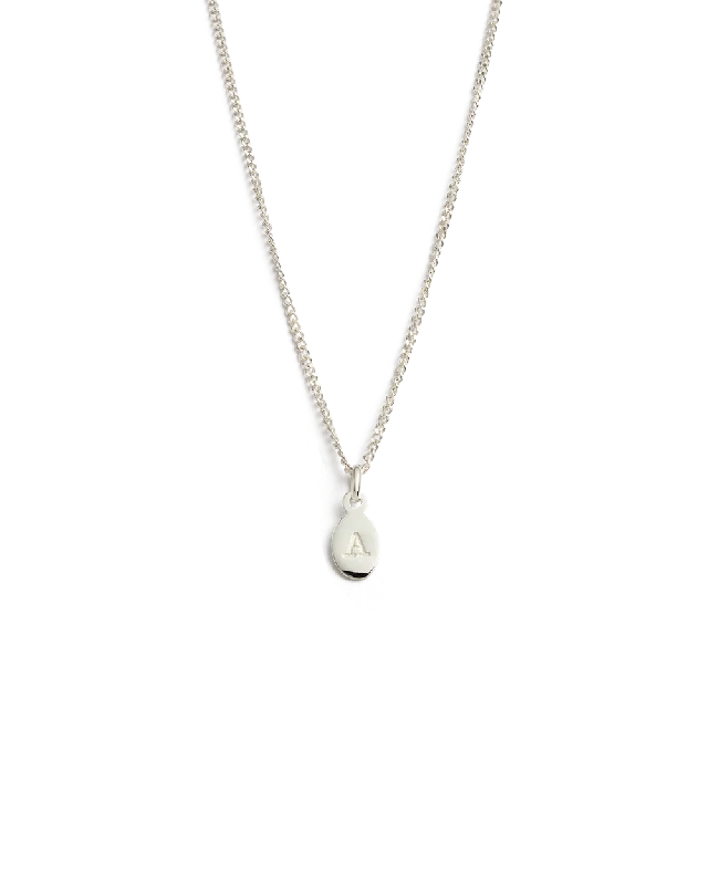 Smooth pebble necklace-INITIAL NECKLACE A-Z (STERLING SILVER)