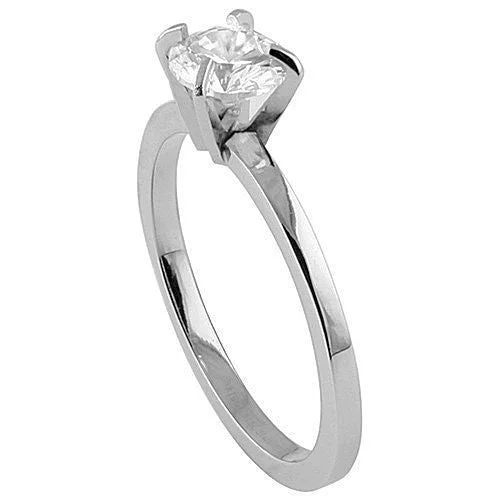 Rippled shank ring-Jackie: 1.0ct Brilliant-cut Ice on Fire CZ Steel Engagement Ring